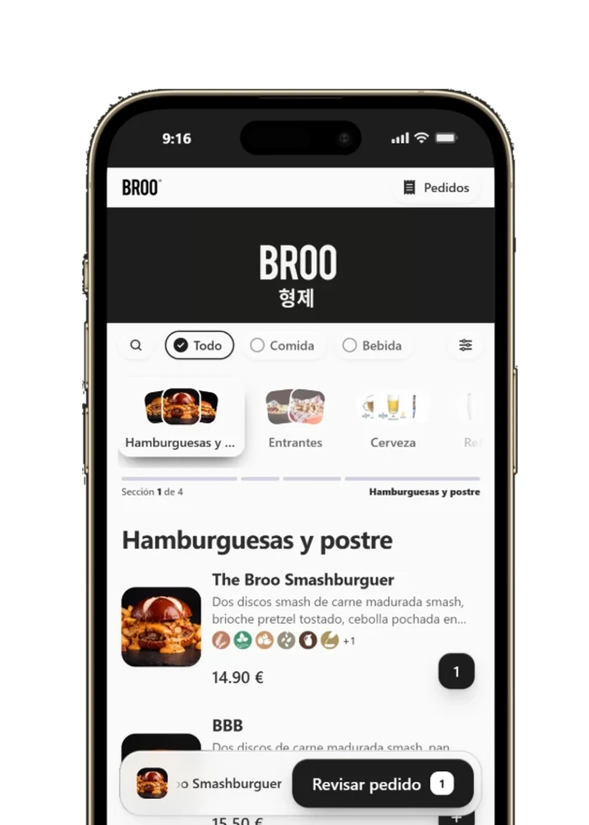 Pedidos para recoger de la hamburguesería BROO Montevida con Lymon