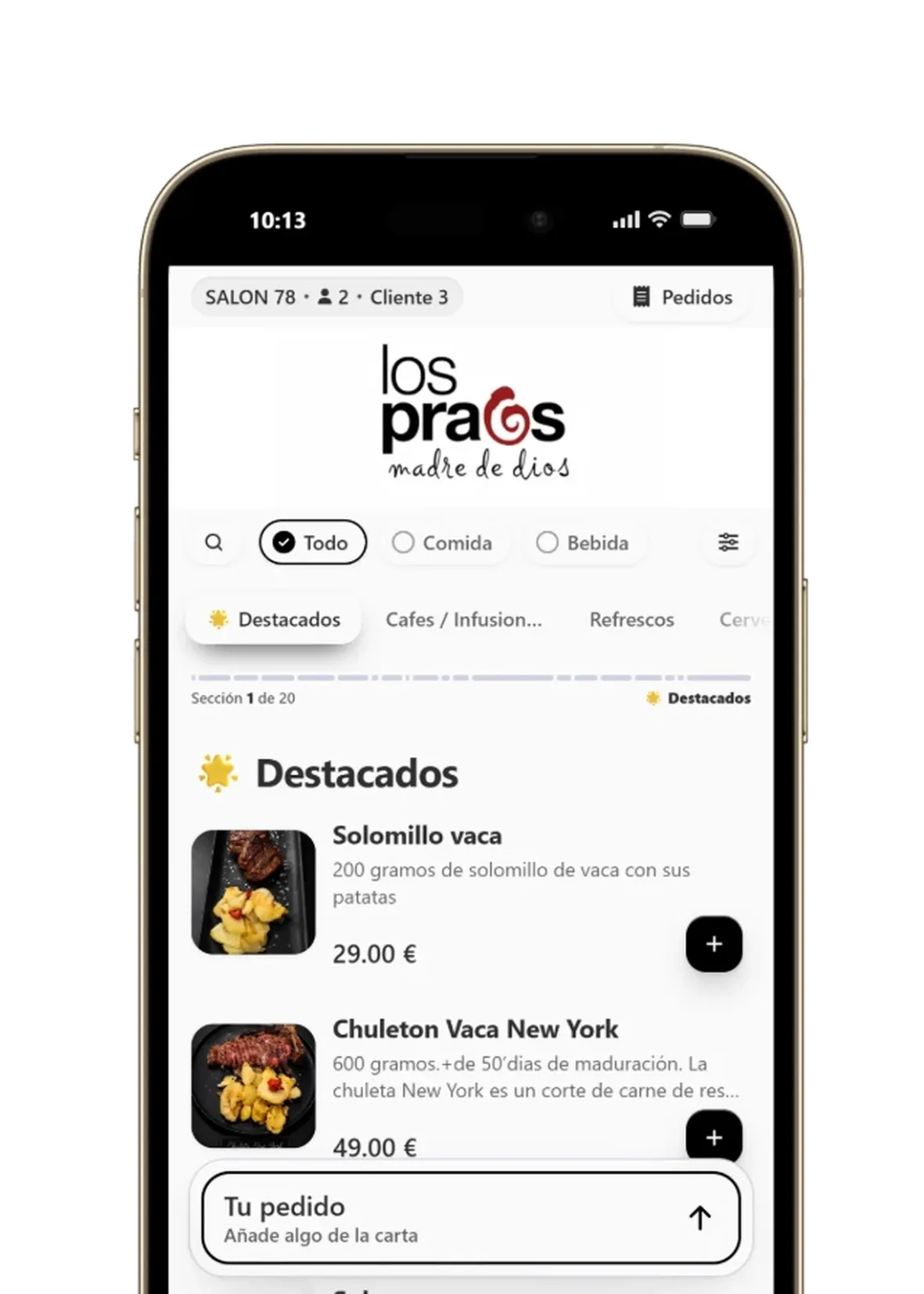 Pedir desde la mesa con QR en el restaurante Los Prados Madre de Dios con Lymon