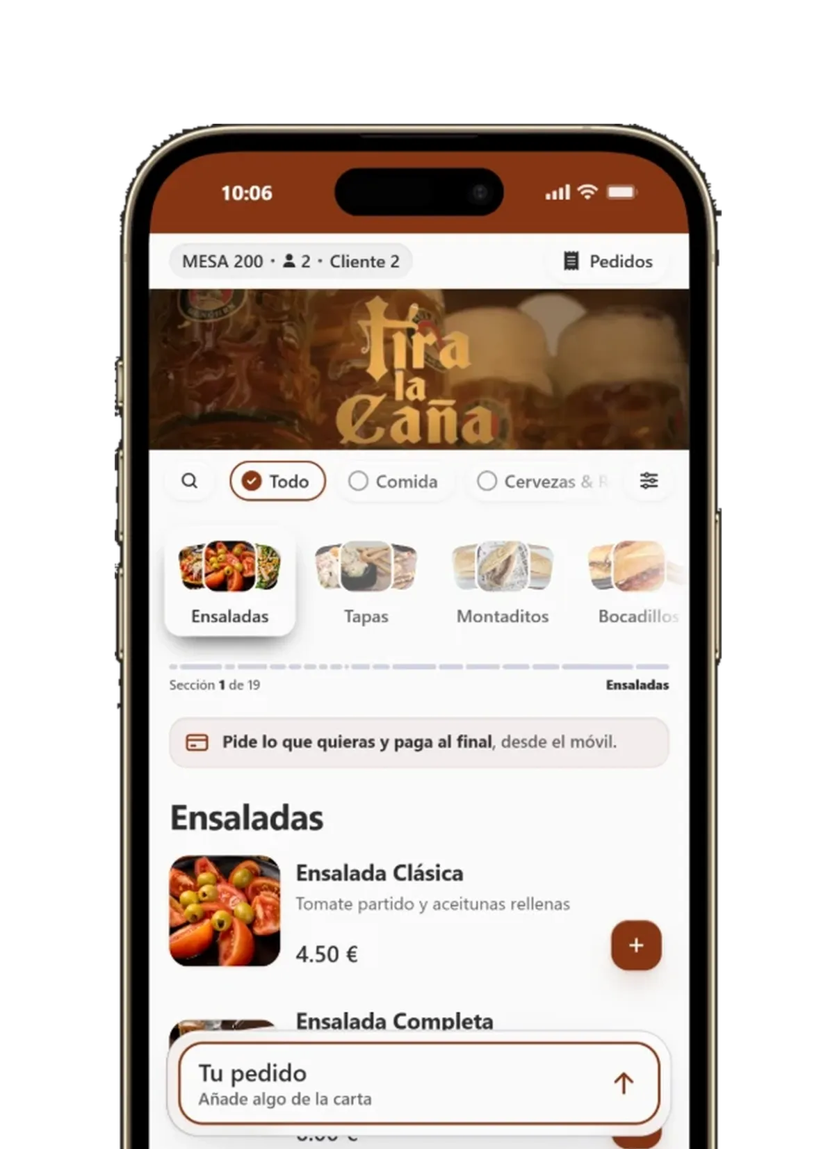 Pedir desde la mesa con QR en la cervecería Tira la Caña con Lymon