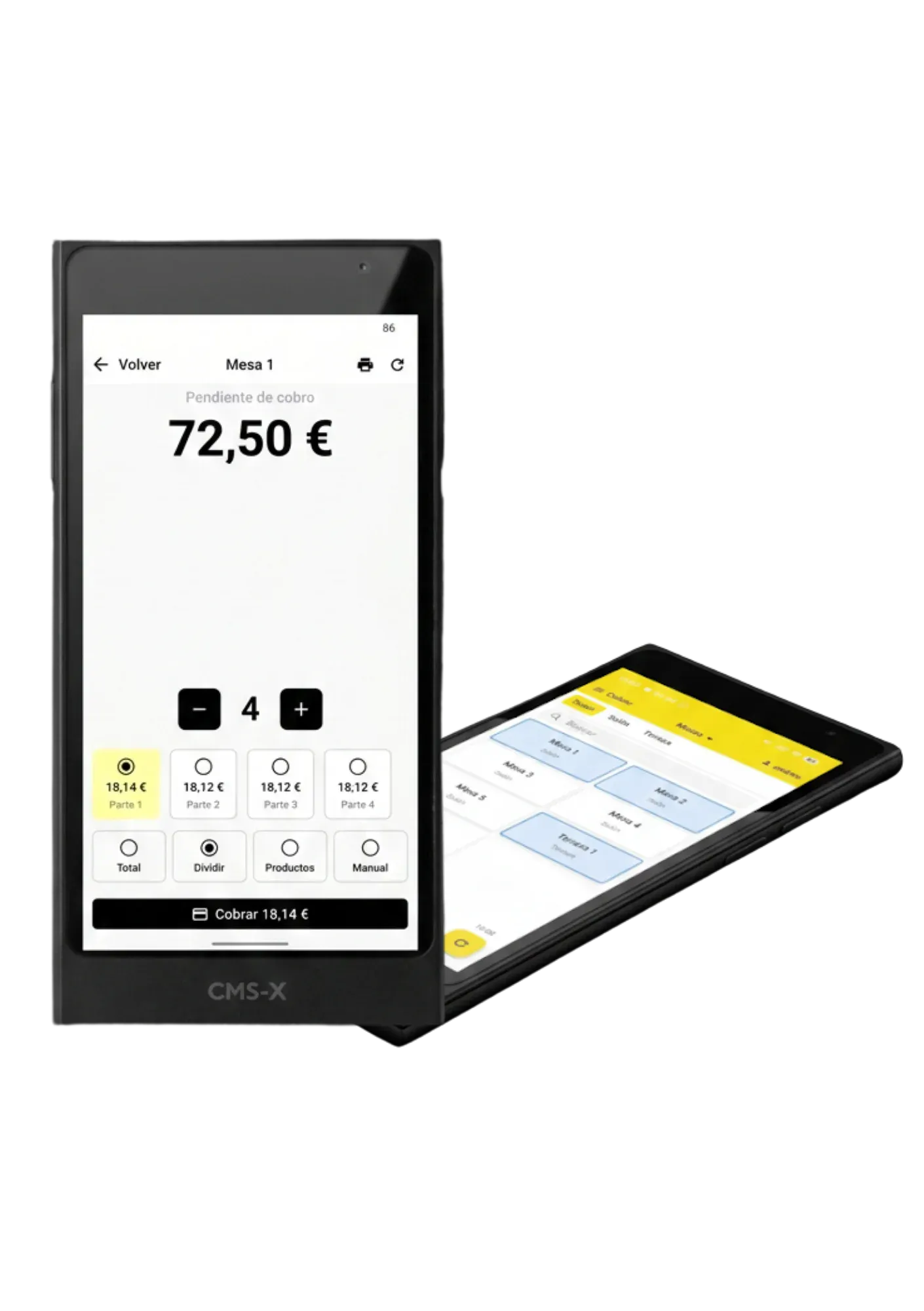 Cliente pagando en restaurante con datáfono
